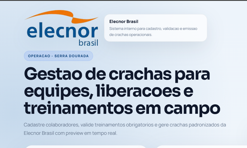 Capa do projeto Sistema de Crachás